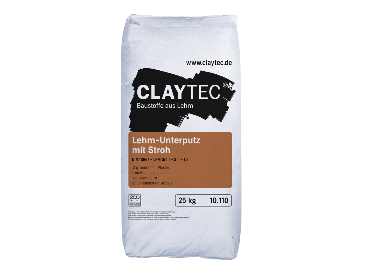 Claytec Lehm-Unterputz mit Stroh/ trocken / Sack a`25kg